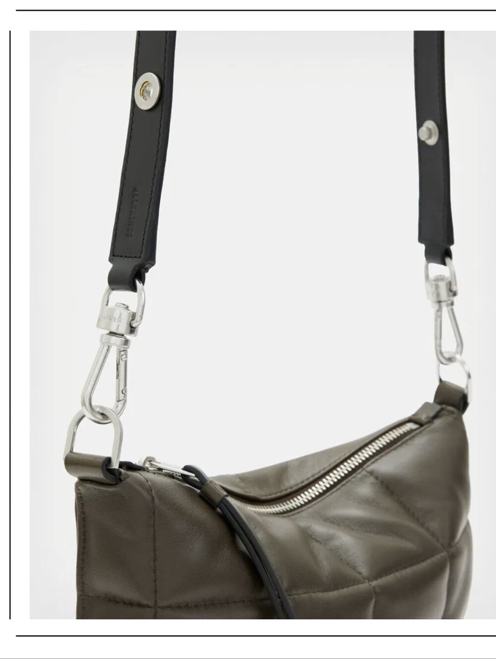 All Saints Olive Quilted Leather Eve Shoulder Bag - Picture 6 of 15